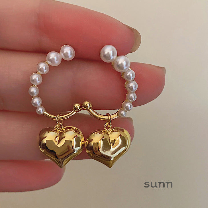 Annelyse Heart Pearl Earrings [NI3252F1]