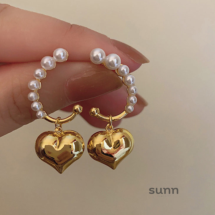 Annelyse Heart Pearl Earrings [L4GWWLO0]