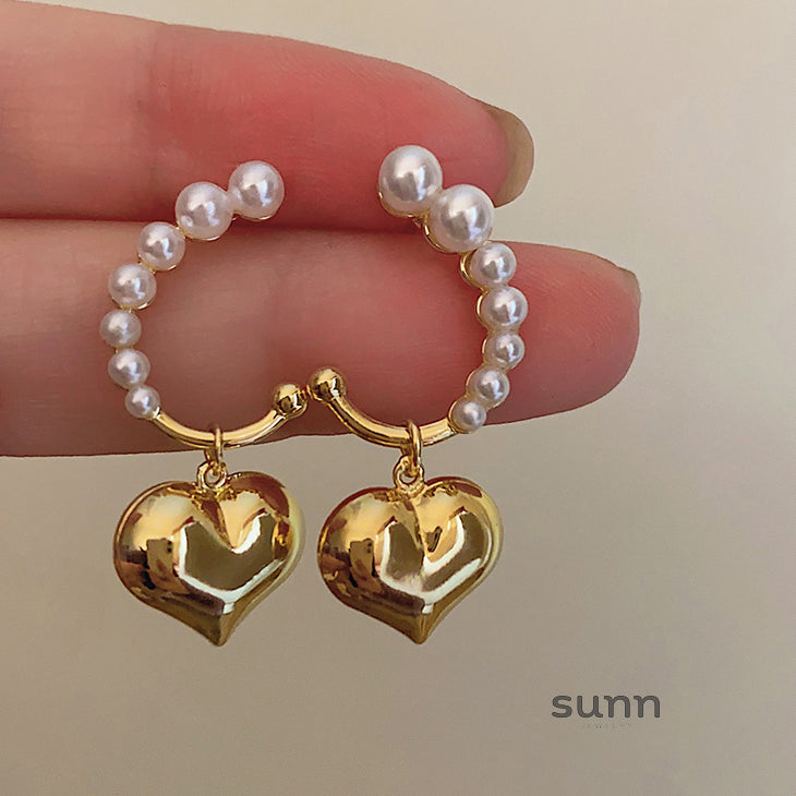 Annelyse Heart Pearl Earrings [DRMOIRPV]