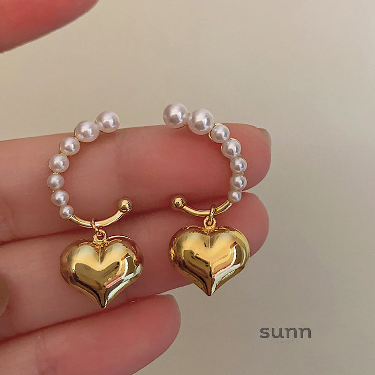 Annelyse Heart Pearl Earrings [THGDQ7JR]