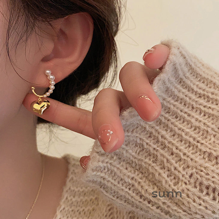 Annelyse Heart Pearl Earrings [E0U2P68M]