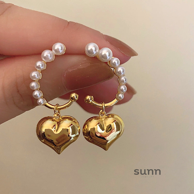Annelyse Heart Pearl Earrings [JX747J8S]
