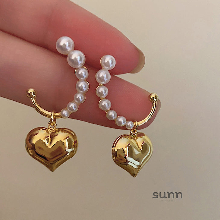 Annelyse Heart Pearl Earrings [5DN6LUNG]