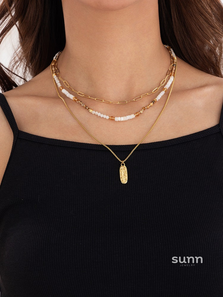 Annemarie Layered Stone Pendant Necklace [SNA41OS4]