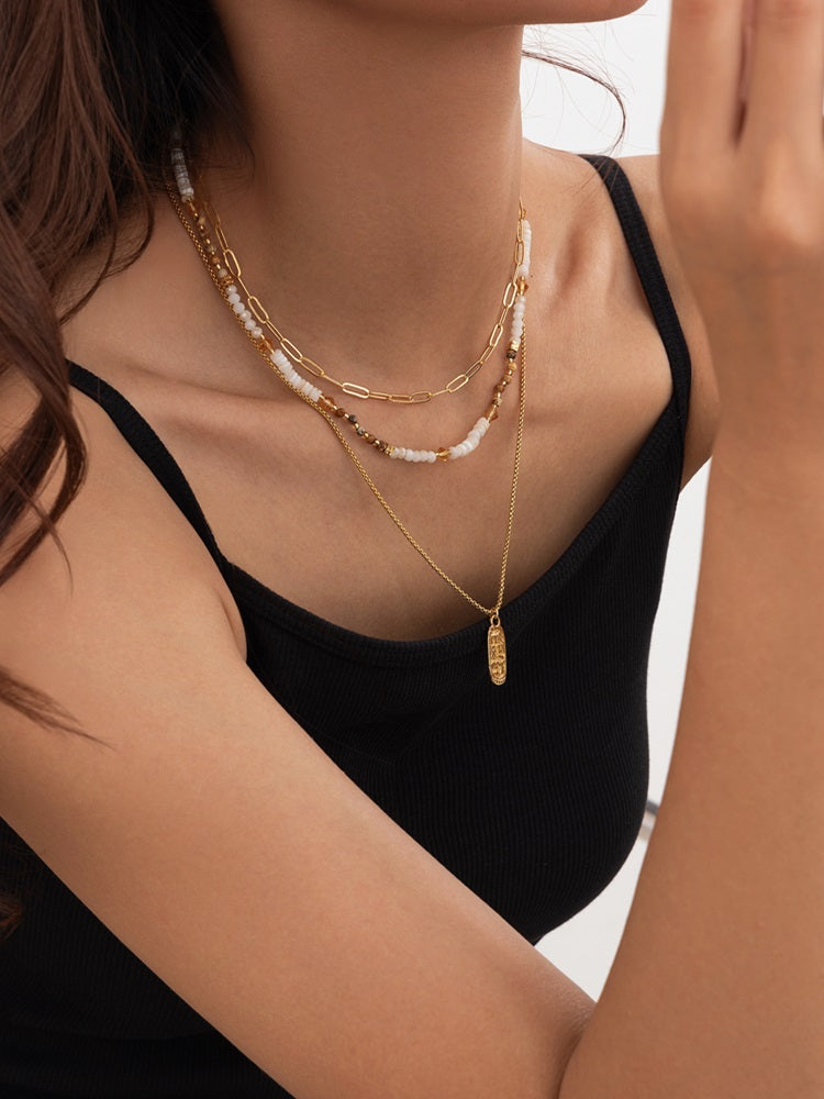 Annemarie Layered Stone Pendant Necklace [RLM1AYGA]
