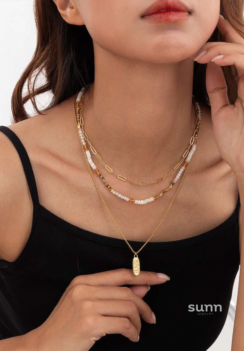 Annemarie Layered Stone Pendant Necklace [JFGTF6IQ]