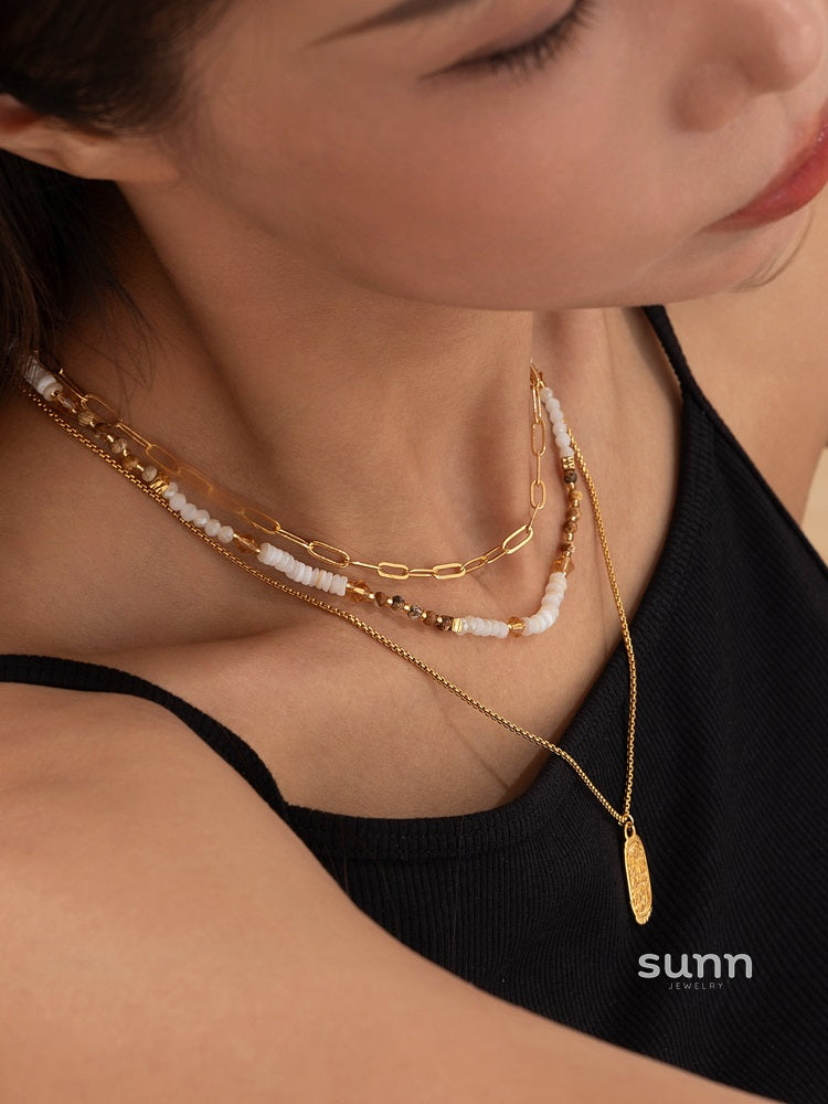 Annemarie Layered Stone Pendant Necklace [RLM1AYGA]