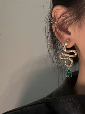 Annika Emerald Snake Earrings