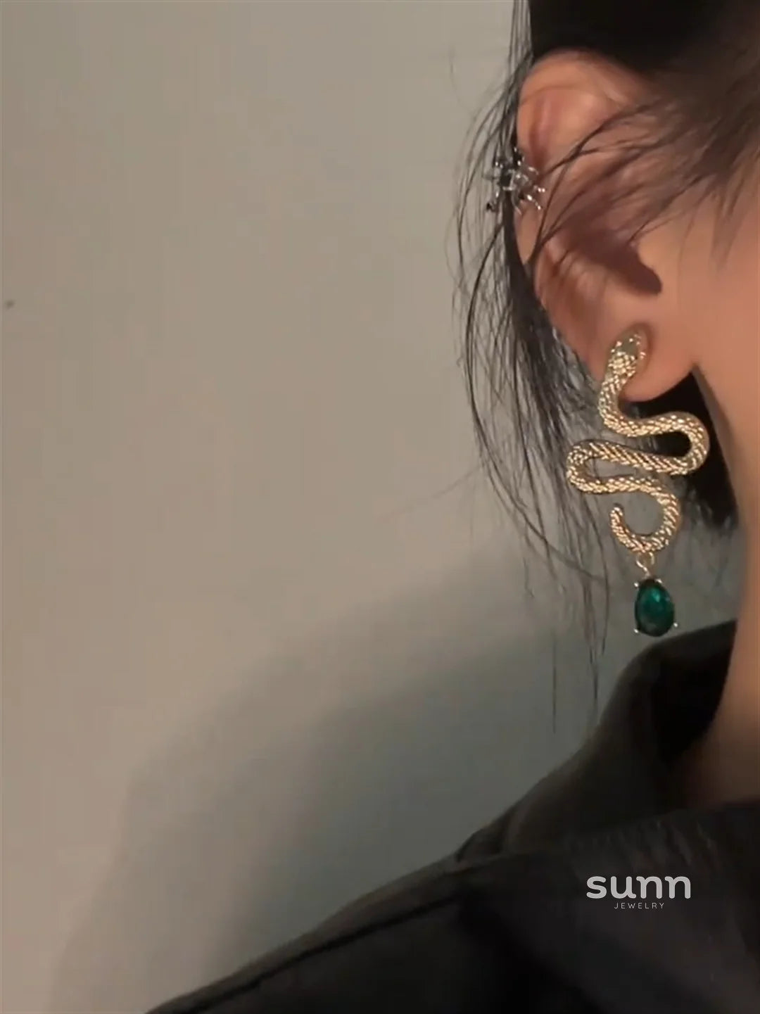 Annika Emerald Snake Earrings