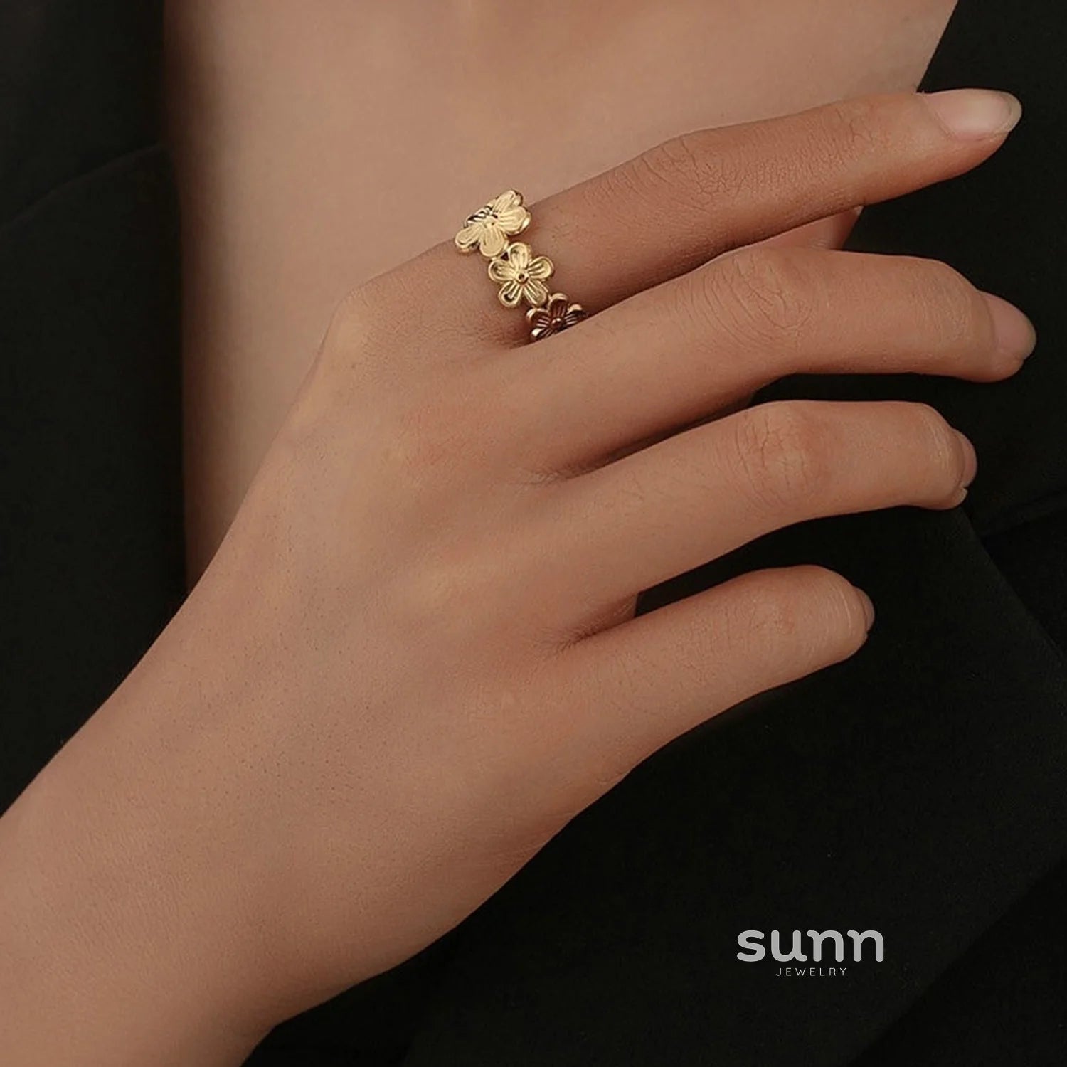 Anniston Floral Open Ring