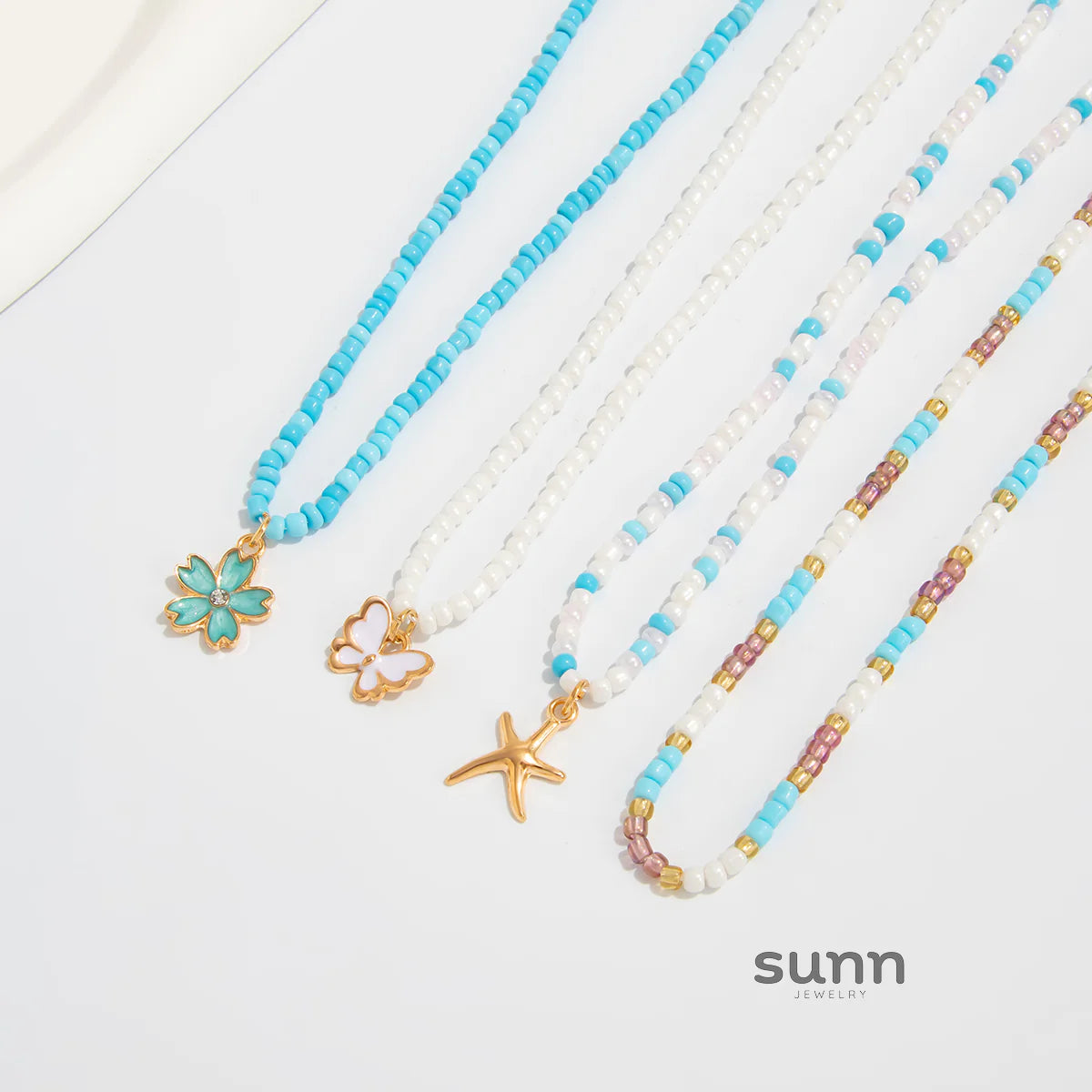 Anniston Layered Ocean Charm Necklace Set