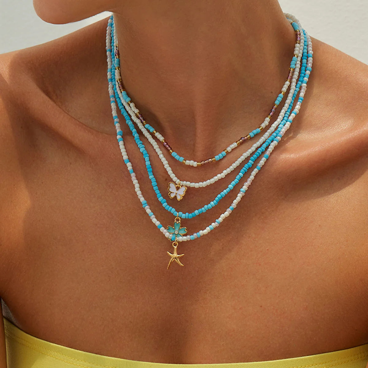 Anniston Layered Ocean Charm Necklace Set