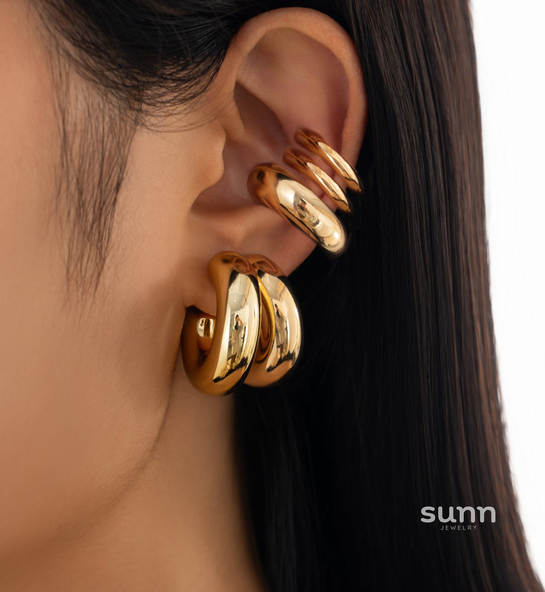 Annslee Sleek C-Shape Ear Cuff Set [0XNGUG49]