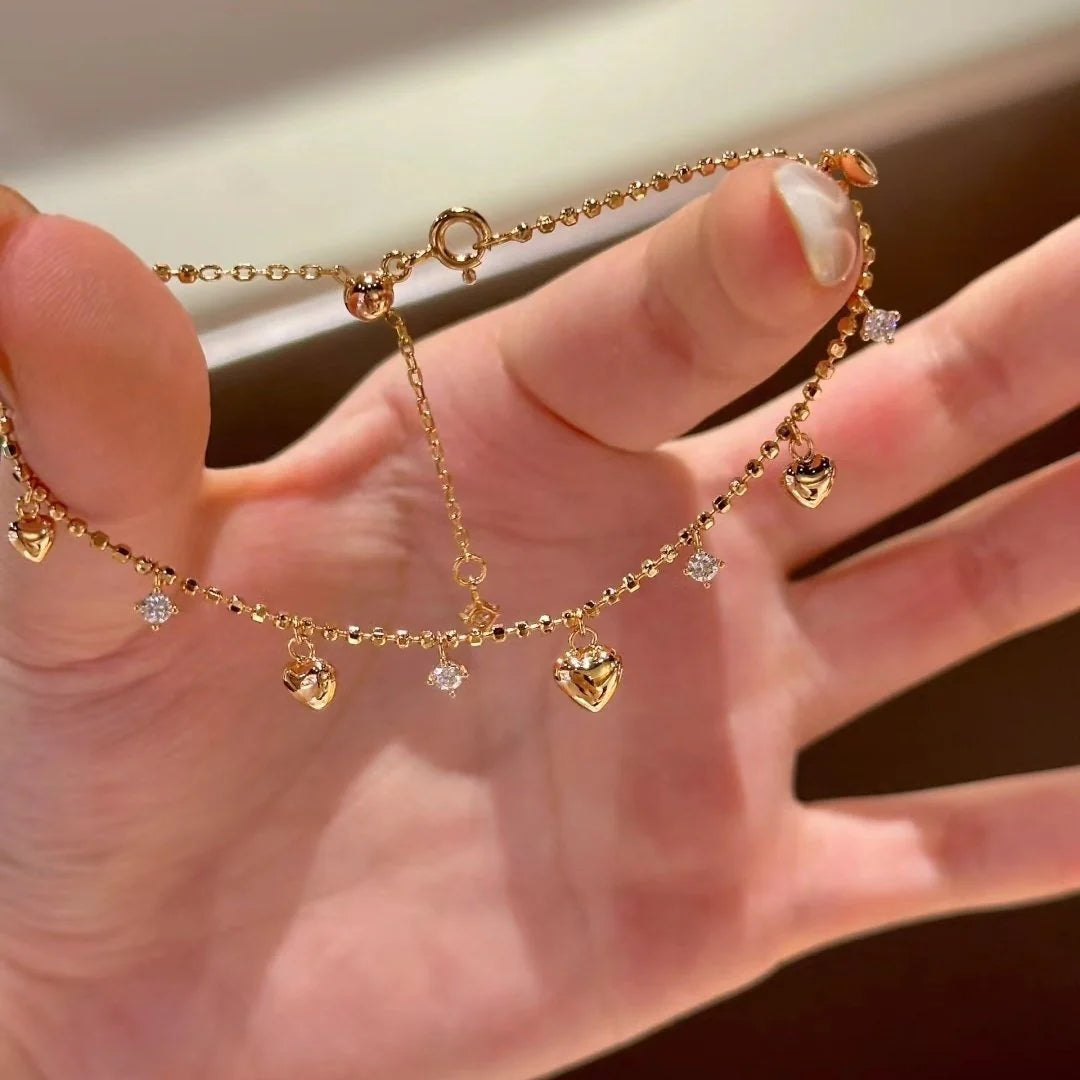 Anorah Heart Zircon Tassel Bracelet