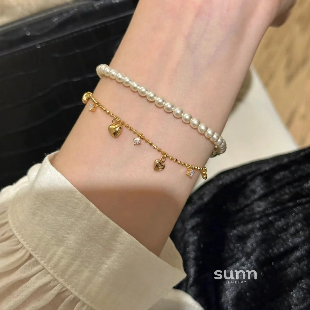 Anorah Heart Zircon Tassel Bracelet