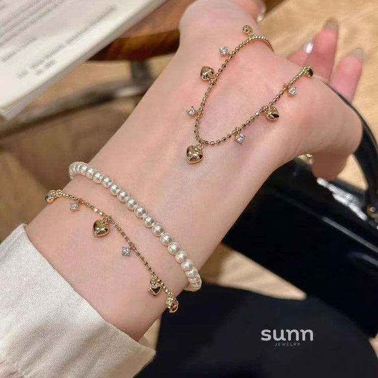 Anorah Heart Zircon Tassel Bracelet