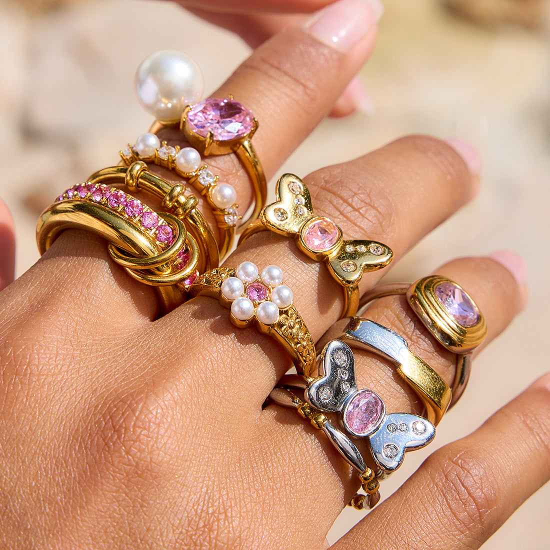 Anshika Pink Zircon Statement Ring [BBUGZPX5]