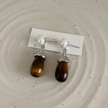Anslee Tiger Eye Pearl Drop Earrings