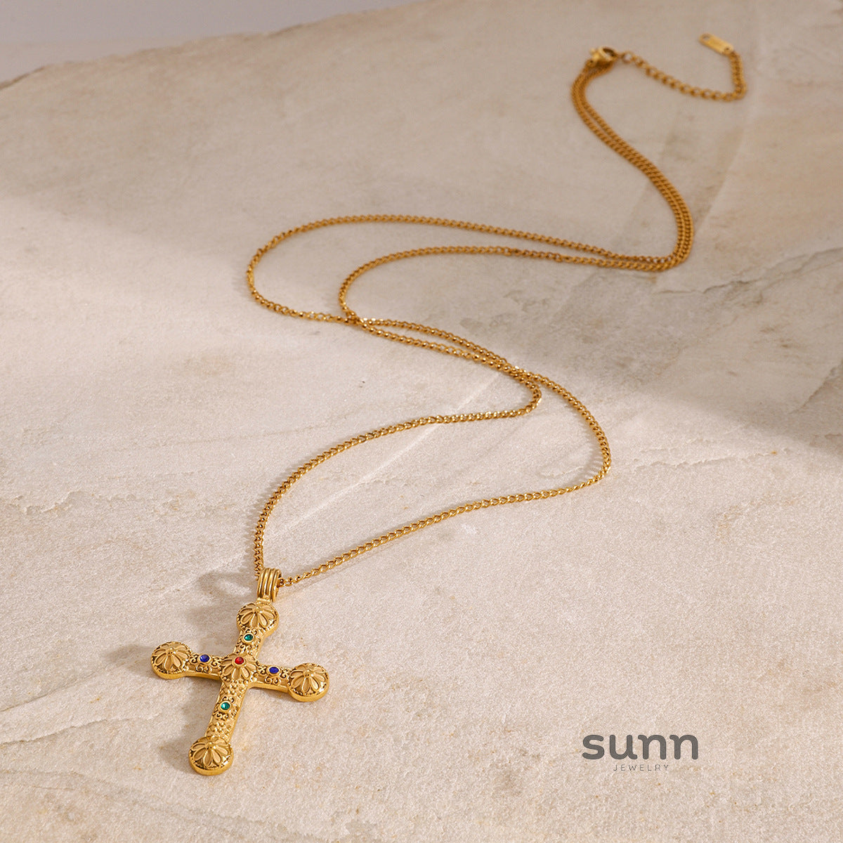 Anusha Diamond Cross Sweater Necklace [YR1NSPCL]