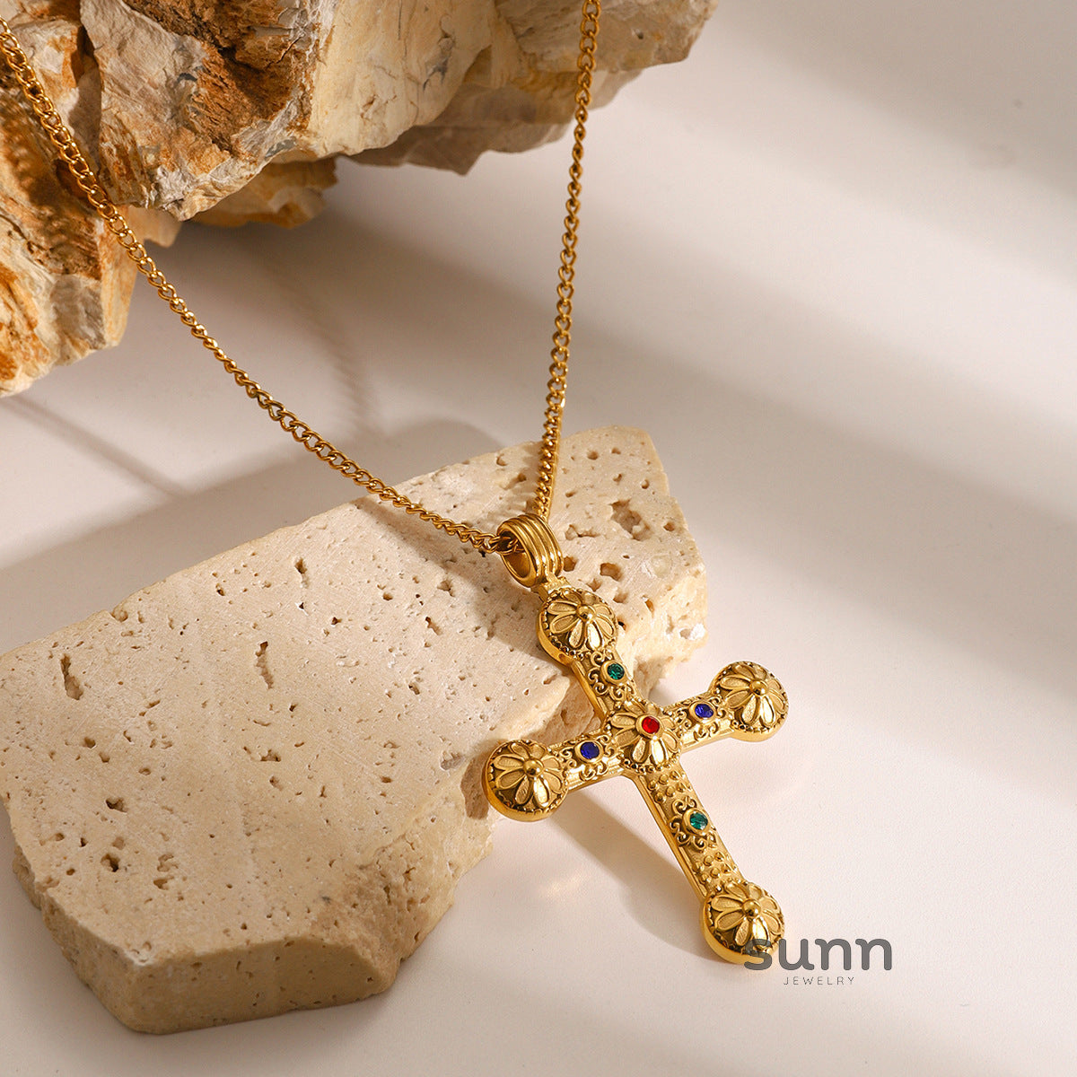 Anusha Diamond Cross Sweater Necklace [K250MJM9]