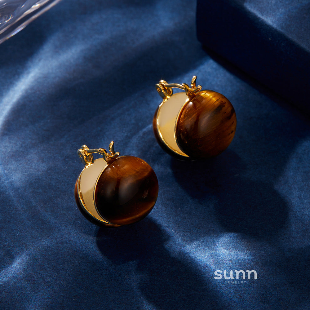 Anvi Tiger Eye Hoop Earrings [XH0HTMQ1]