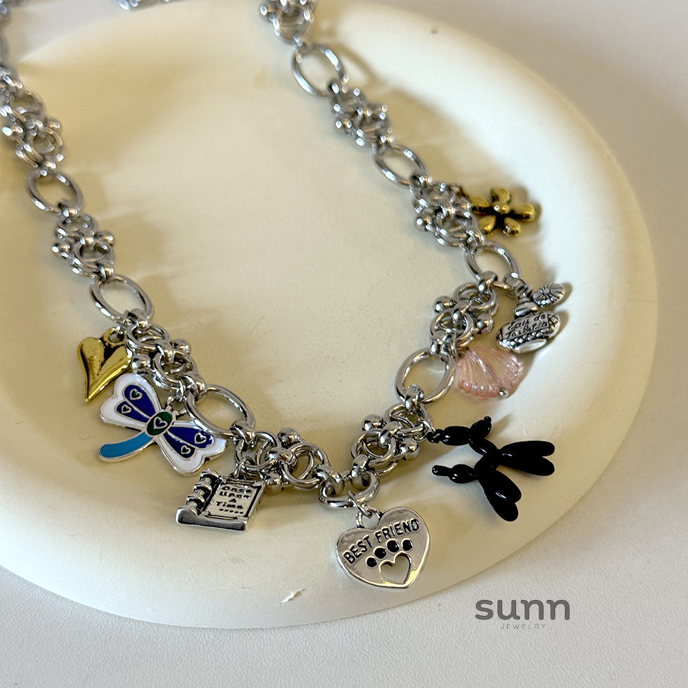 Anya Layered Puppy Necklace [9D672P3E]