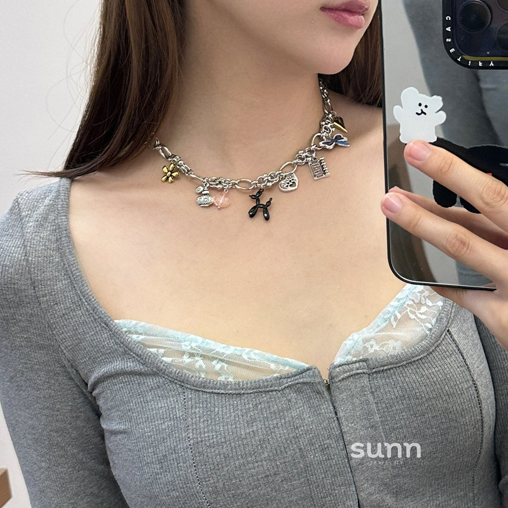 Anya Layered Puppy Necklace [EW7X3WO0]