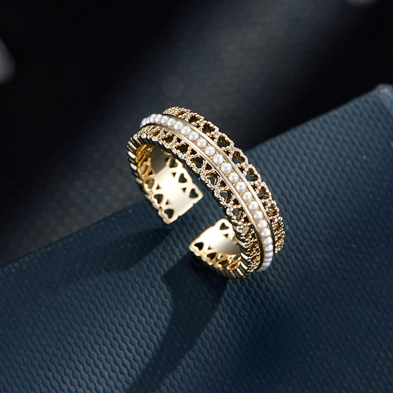 Anyah Pearl Heart Open Ring [03VUPRAG]