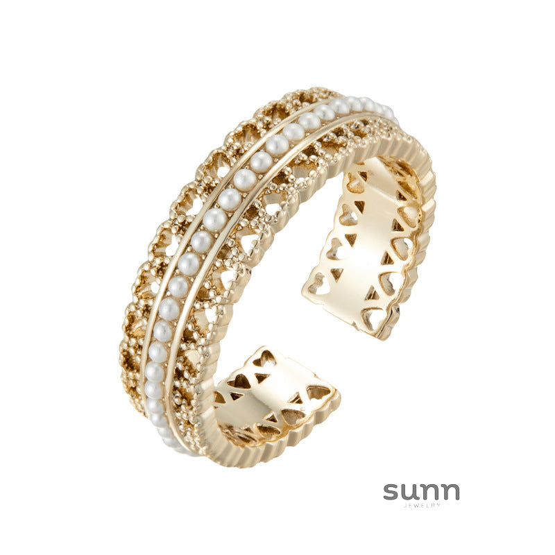Anyah Pearl Heart Open Ring [QGAZDU2V]