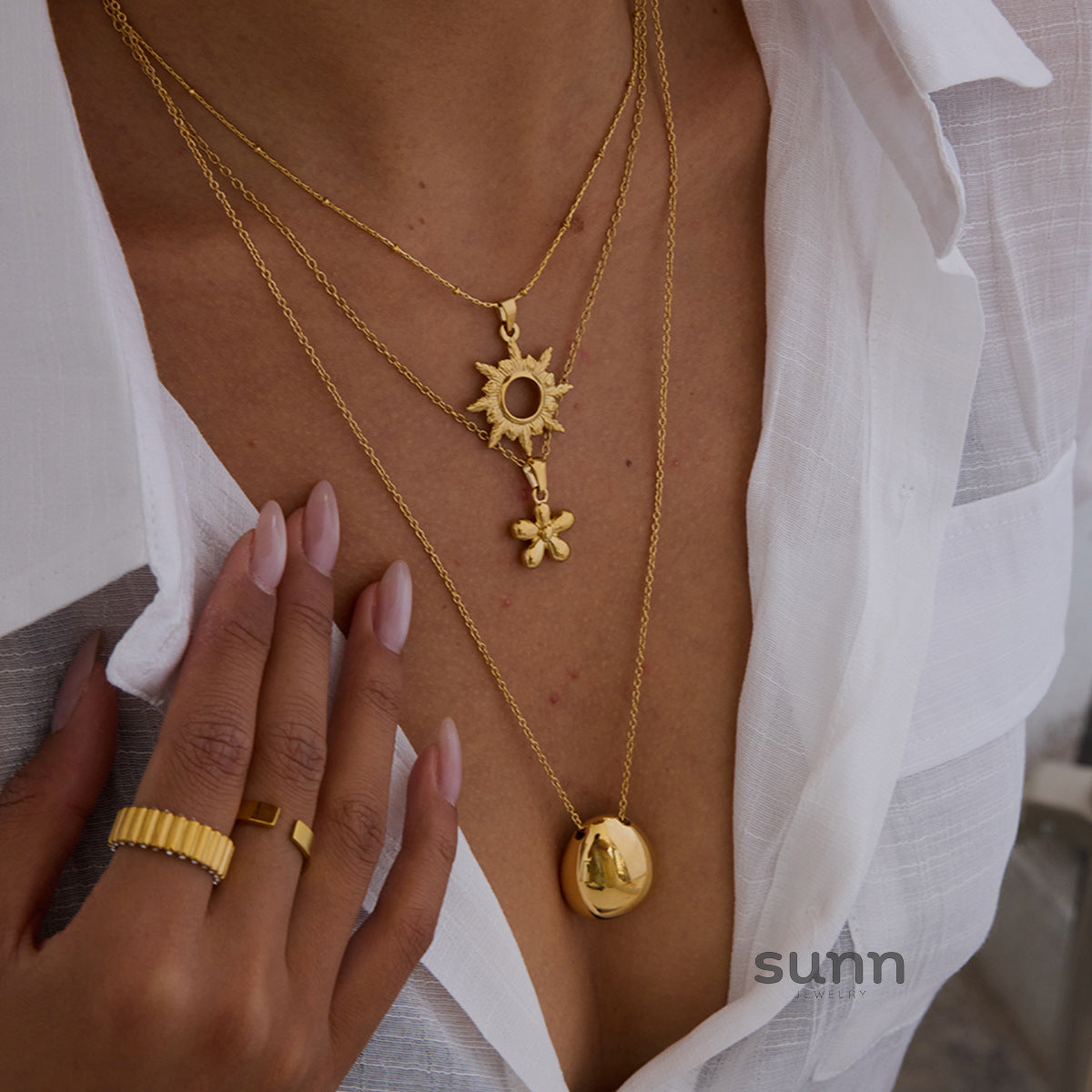 Arabelle Gilded Geometric Necklace [9SQ4OA0W]