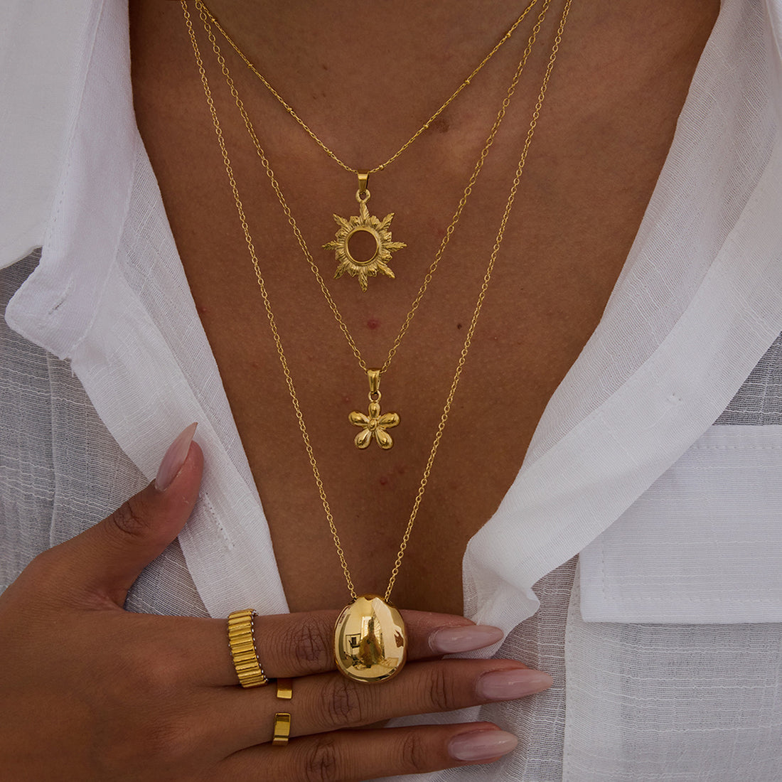 Arabelle Gilded Geometric Necklace [GRK9CJC6]