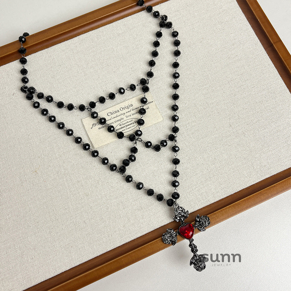 Aracely Gothic Cross Pendant Necklace [VJK093U3]