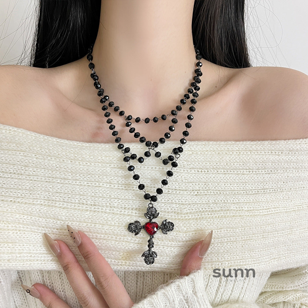 Aracely Gothic Cross Pendant Necklace [464CCL0A]
