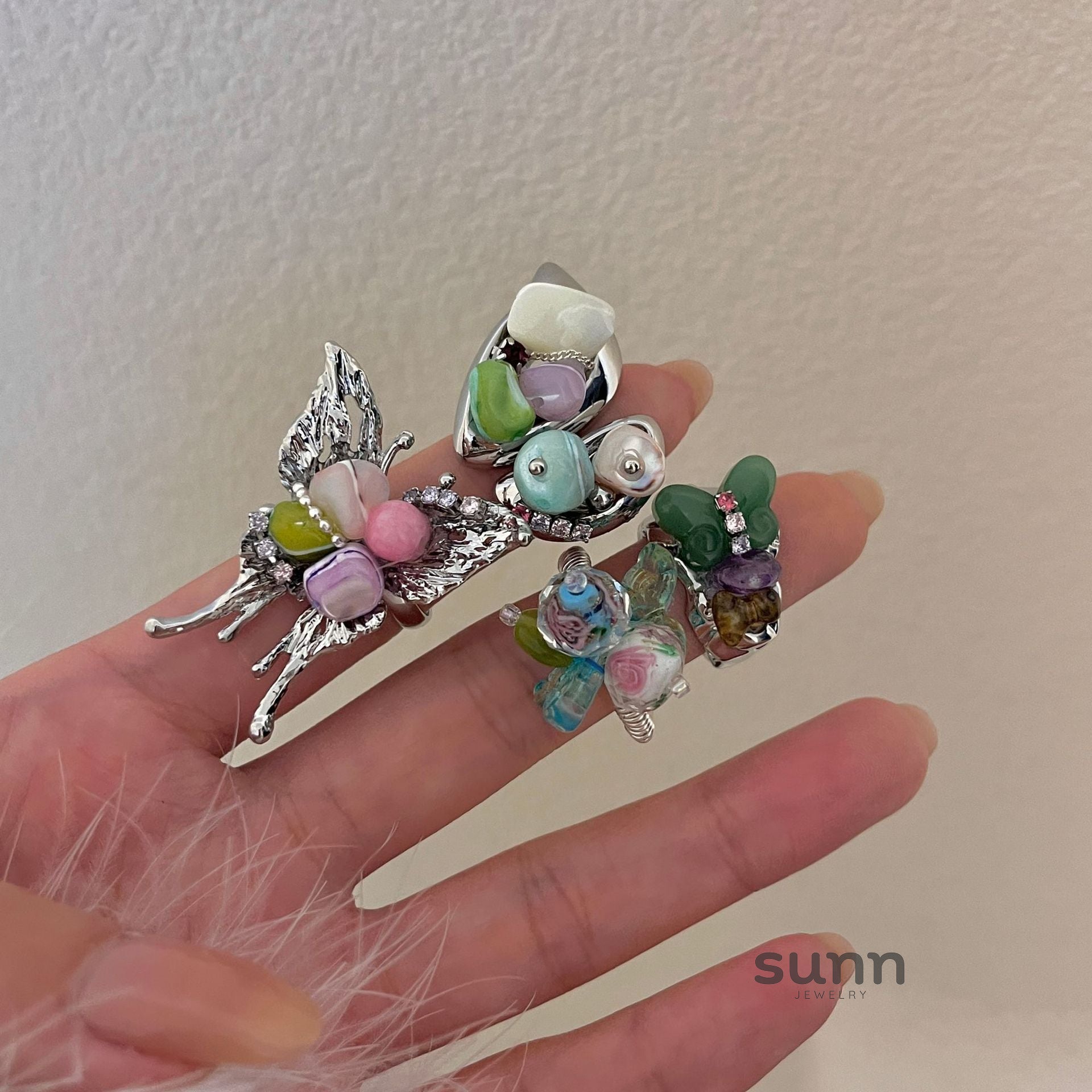 Aralyn Colorful Beaded Butterfly Ring [5V5FCV3V]