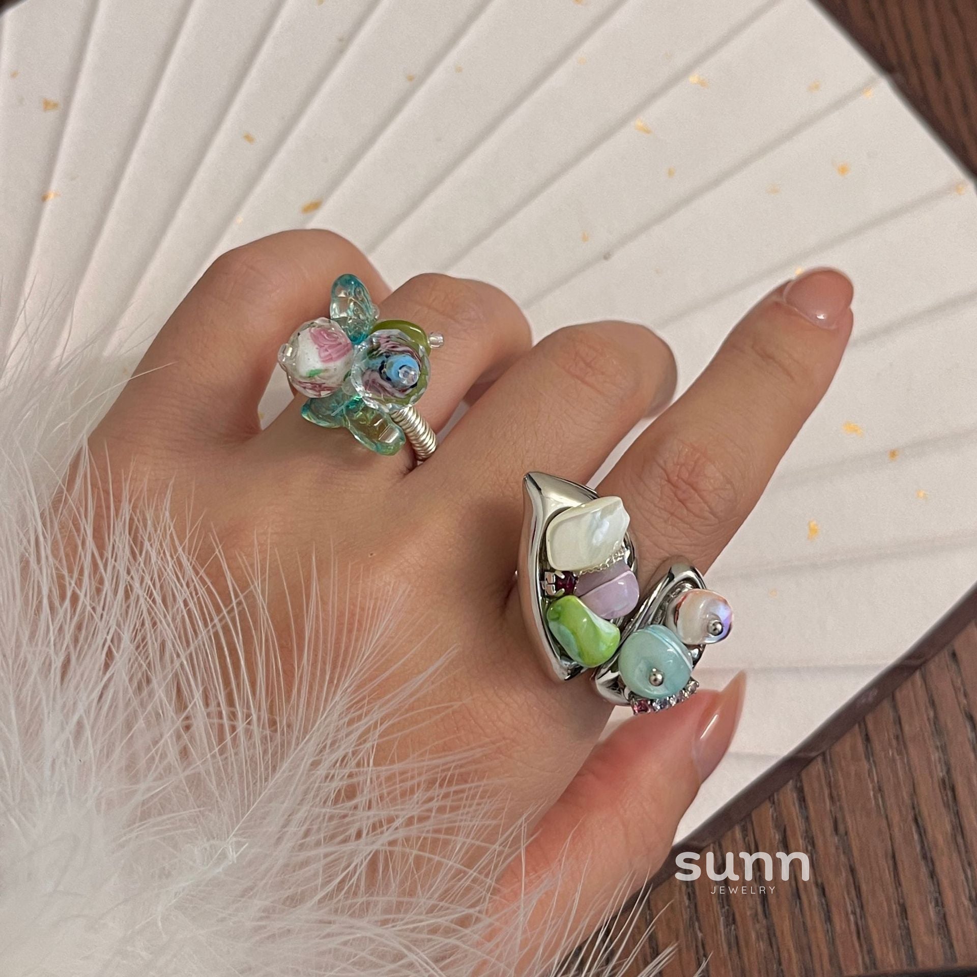 Aralyn Colorful Beaded Butterfly Ring [DZE1ZCQG]