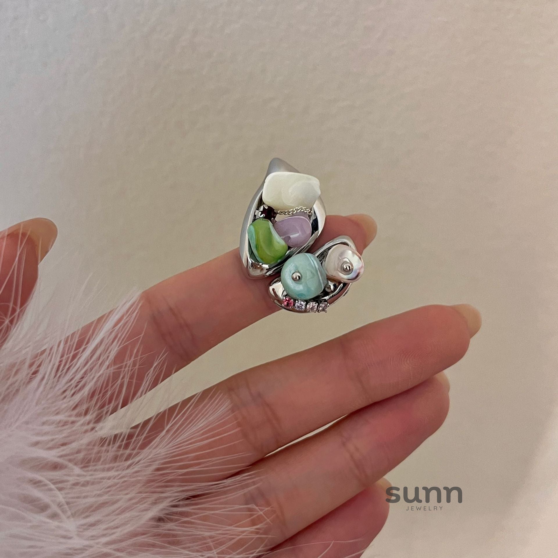 Aralyn Colorful Beaded Butterfly Ring [41QDI5YU]