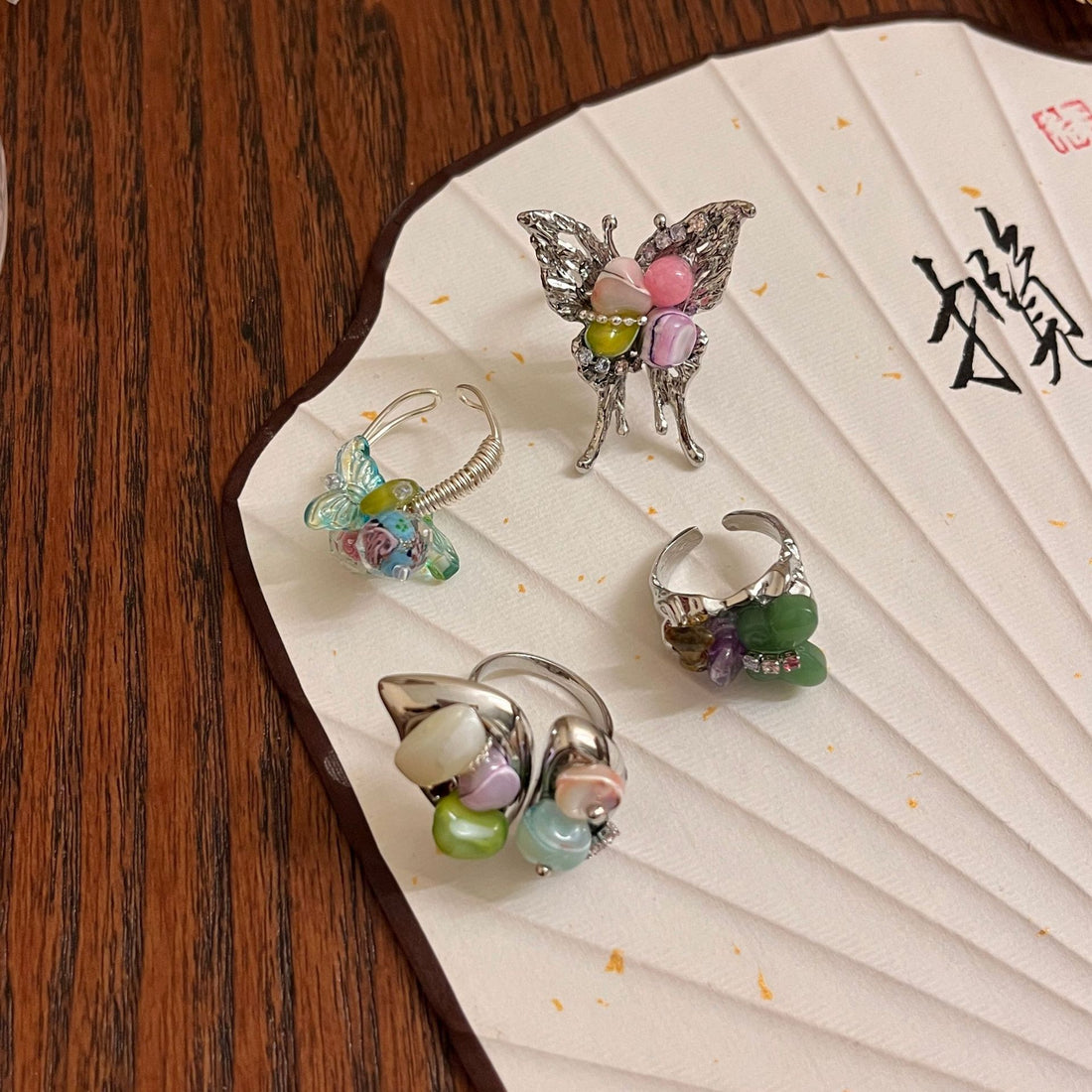 Aralyn Colorful Beaded Butterfly Ring [W60EDZPW]
