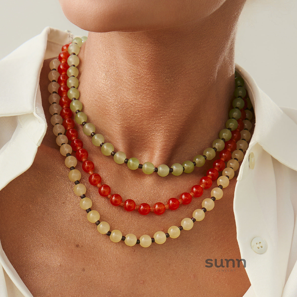 Arcadia Irregular Beaded Choker [YMO3R97L]
