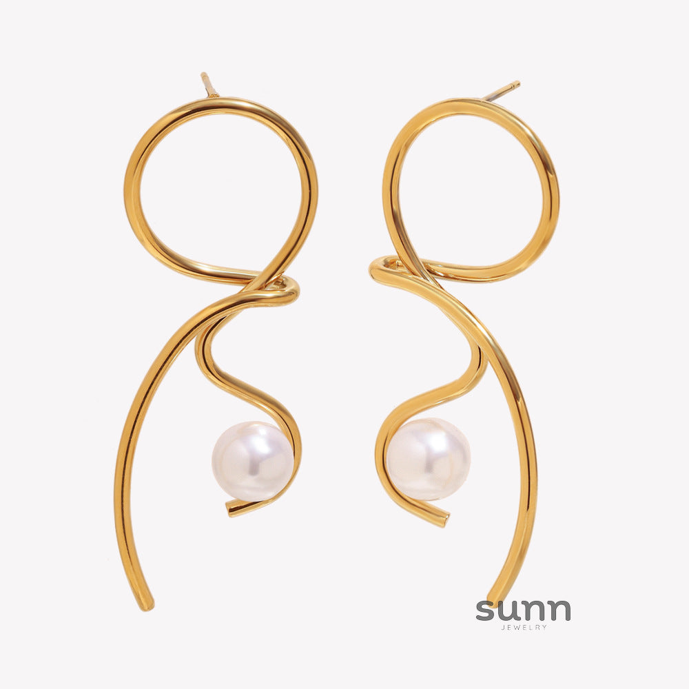 Archer Knotted Pearl Stud Earrings [10IUWASI]