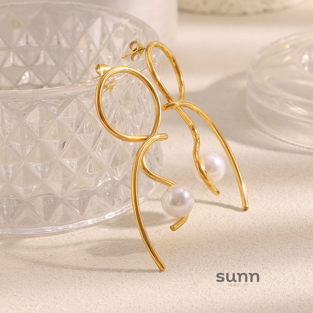 Archer Knotted Pearl Stud Earrings [TDU2FOUK]