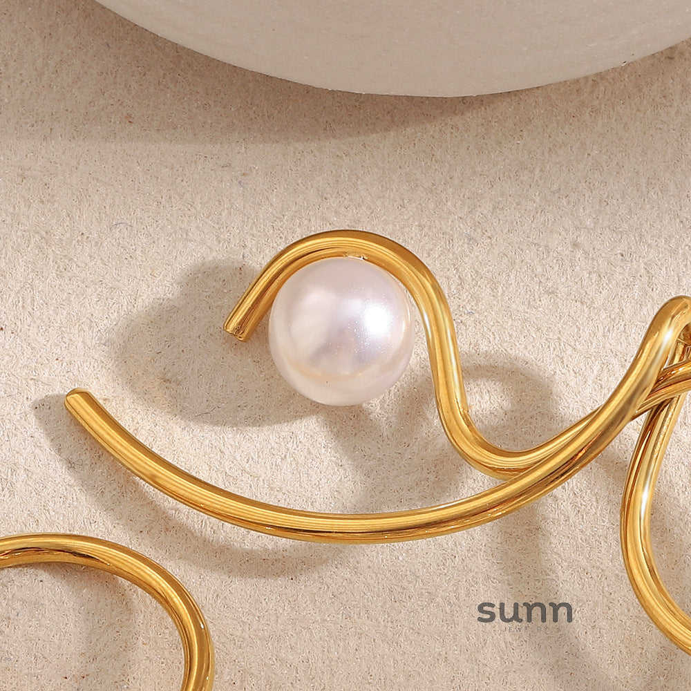 Archer Knotted Pearl Stud Earrings [35OBGJG7]