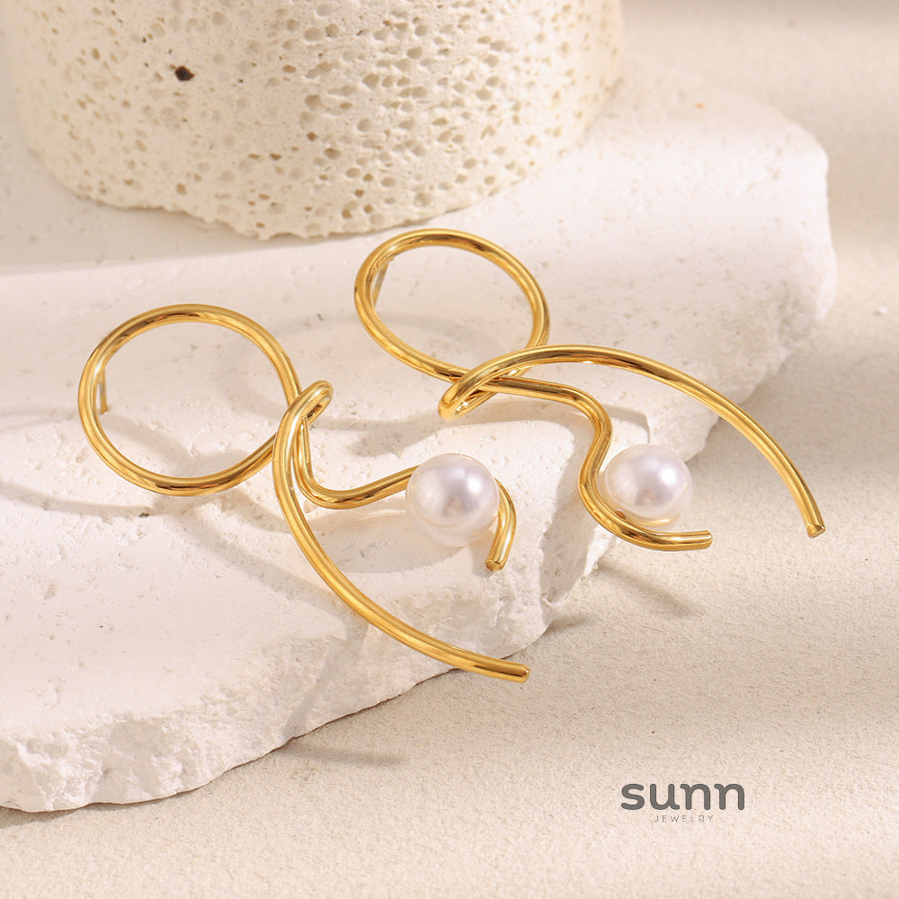 Archer Knotted Pearl Stud Earrings [3JNTPTOC]