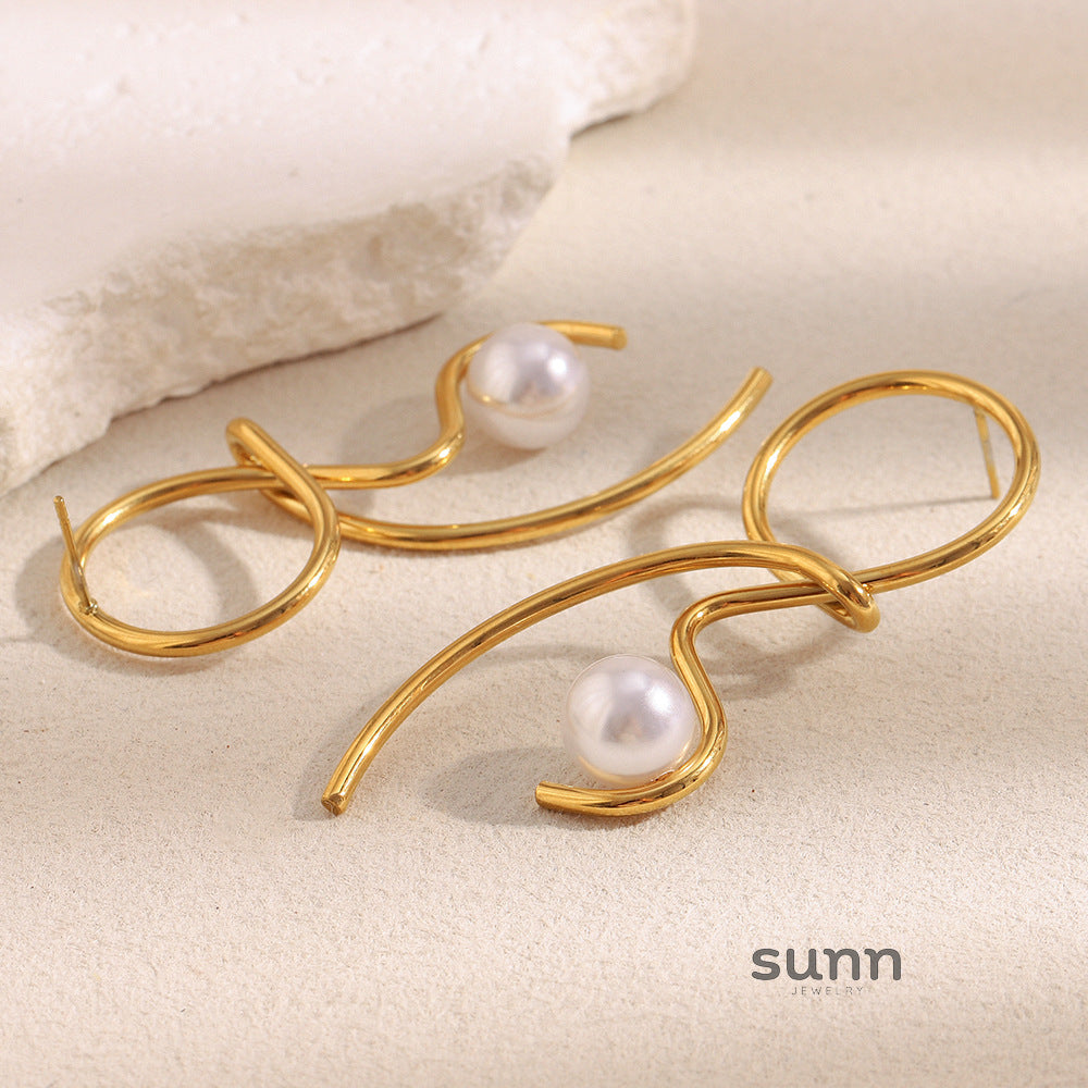 Archer Knotted Pearl Stud Earrings [GUUXB0FM]