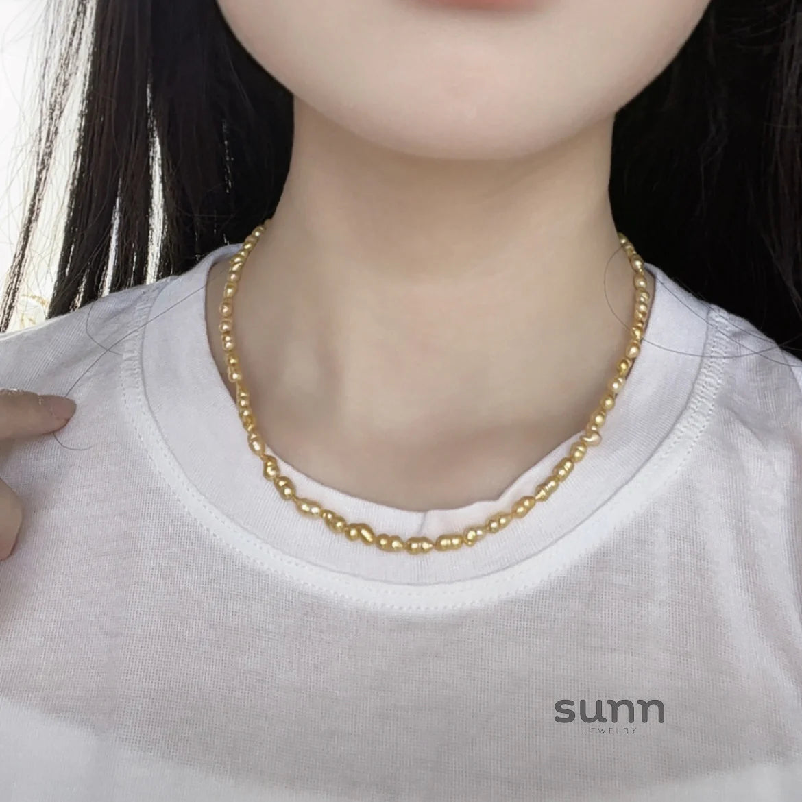Areej Golden Gourd Pearl Choker