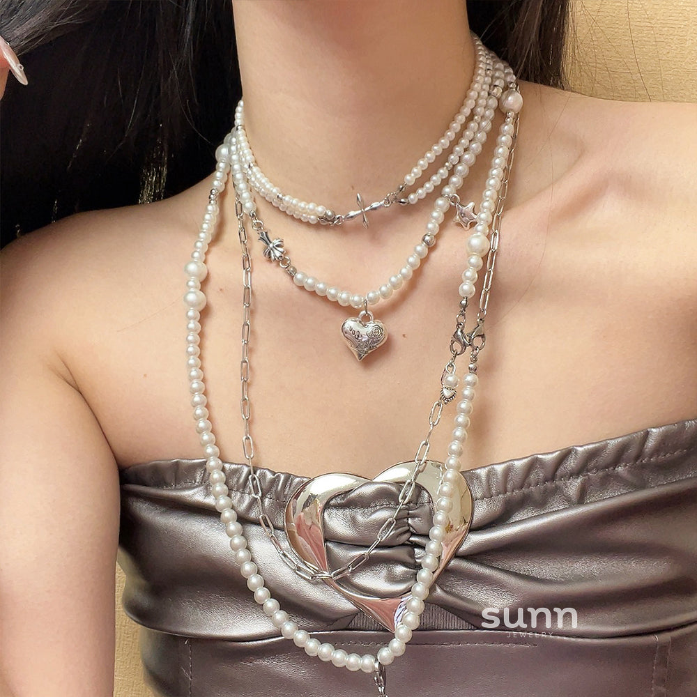 Arian Layered Pearl Cross Necklace [SFJY8ZC6]