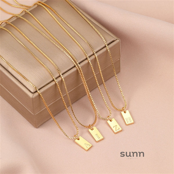 Arianna Initial Box Chain Necklace [BRO669YW]