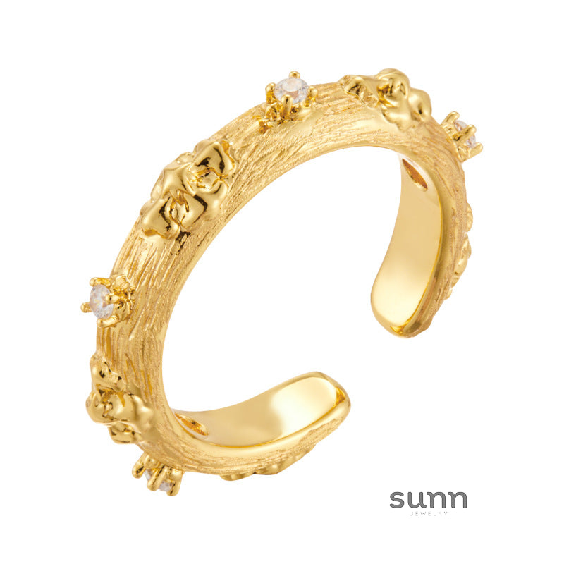 Aries Brushed Zircon Open Ring [JJBNZWQT]