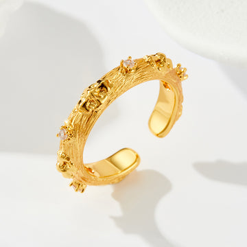 Aries Brushed Zircon Open Ring [XSLCS1VF]