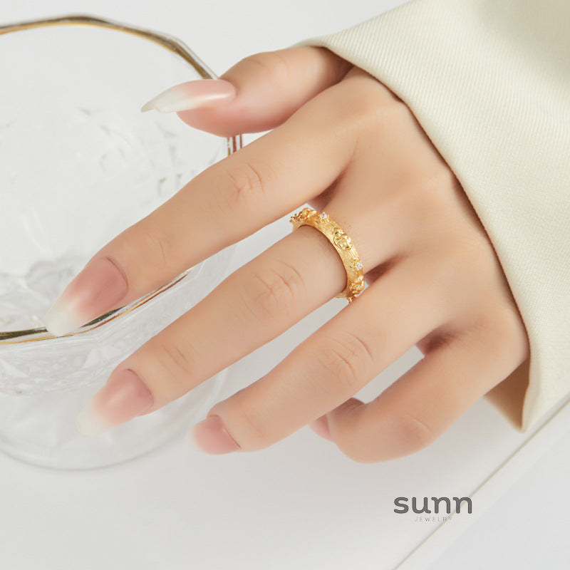 Aries Brushed Zircon Open Ring [P843WXBO]