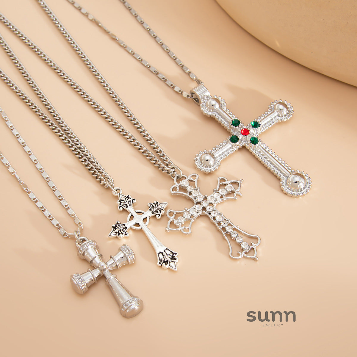Ariyah Layered Pearl Cross Necklace [N8SNGDPQ]